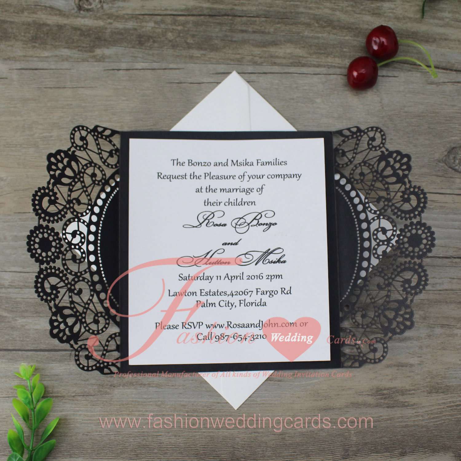 Free Printable Black Laser Cut Wedding Invitations